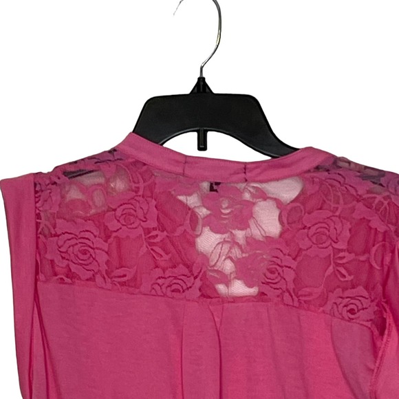 Almost Famous Button Up Top Size Large Pink With Lace Womens Sleeveless - Picture 7 of 8